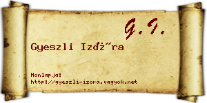Gyeszli Izóra névjegykártya